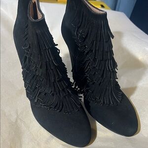 Fringe Black Ankle Boots
